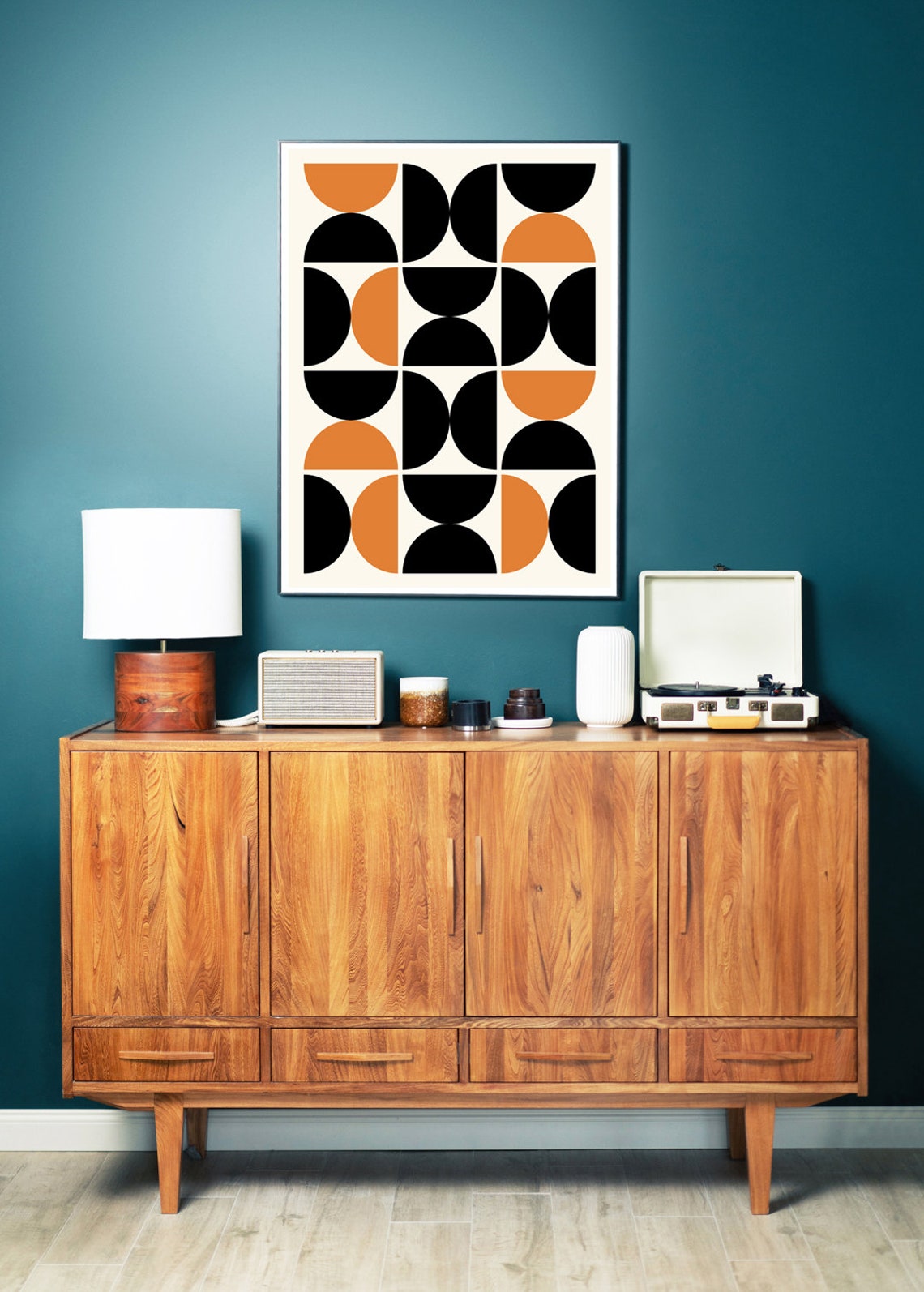 Mid Century Modern Geometric Semicircle Pattern Abstract Wall Art - Image 4