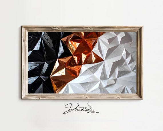 Frame Tv Art Black White Copper Abstract Frame Tv Art 3d Geometric Copper Black White Abstract For Frame Tv Art