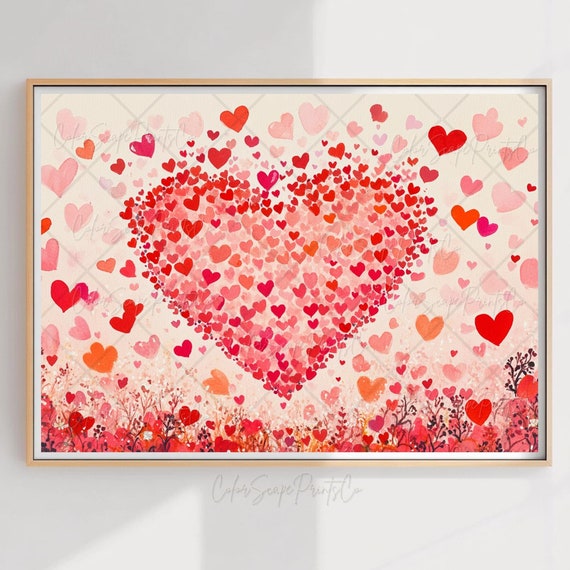 Valentines Wall Art Valentines Day Poster Cute Valentine Art Print Romantic Wall Art Pink Heart Art Nursery Decor Pink Room Decor
