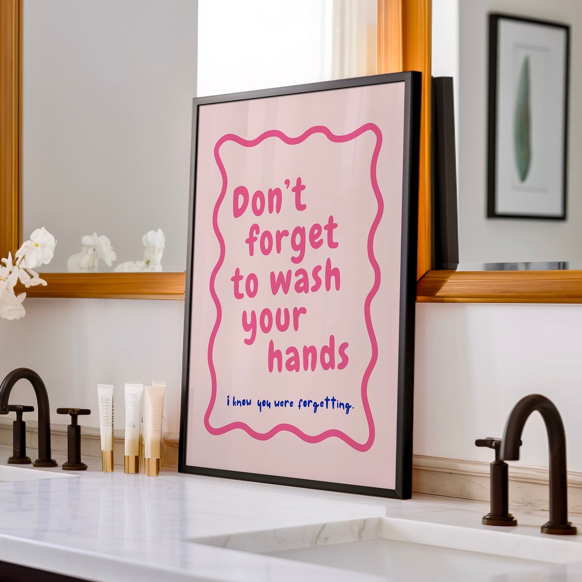 Funny Bathroom Wall Art Prints Dont Forget To Wash Your Hands Poster Modern Bathroom Decor Humorous Quote Art For Kids Guests
