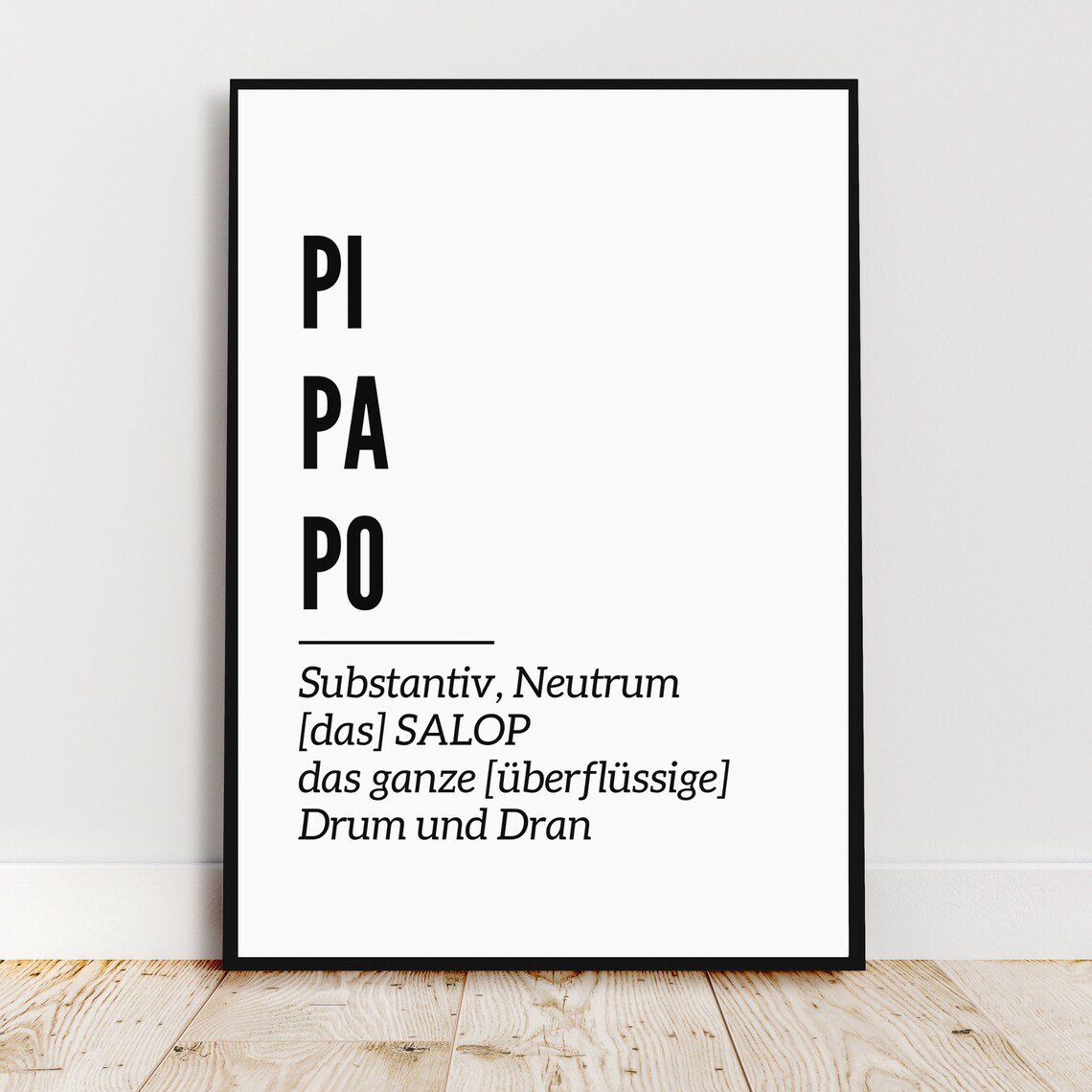 Pi Pa Po German Word Definition Funny Minimalist Word Quote Poster