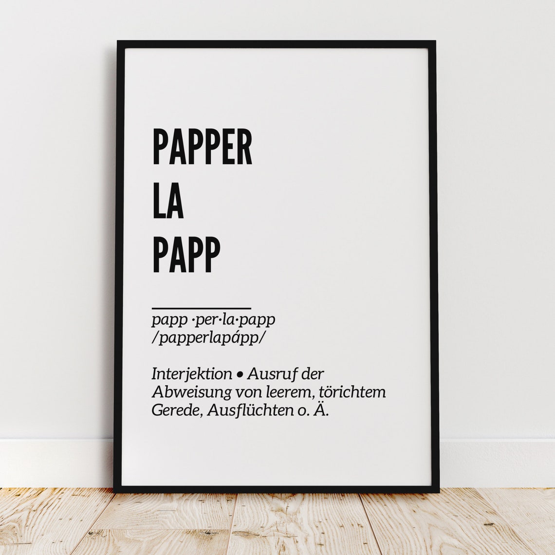 Papperlapapp German Dictionary Definition Funny Word Quote Poster