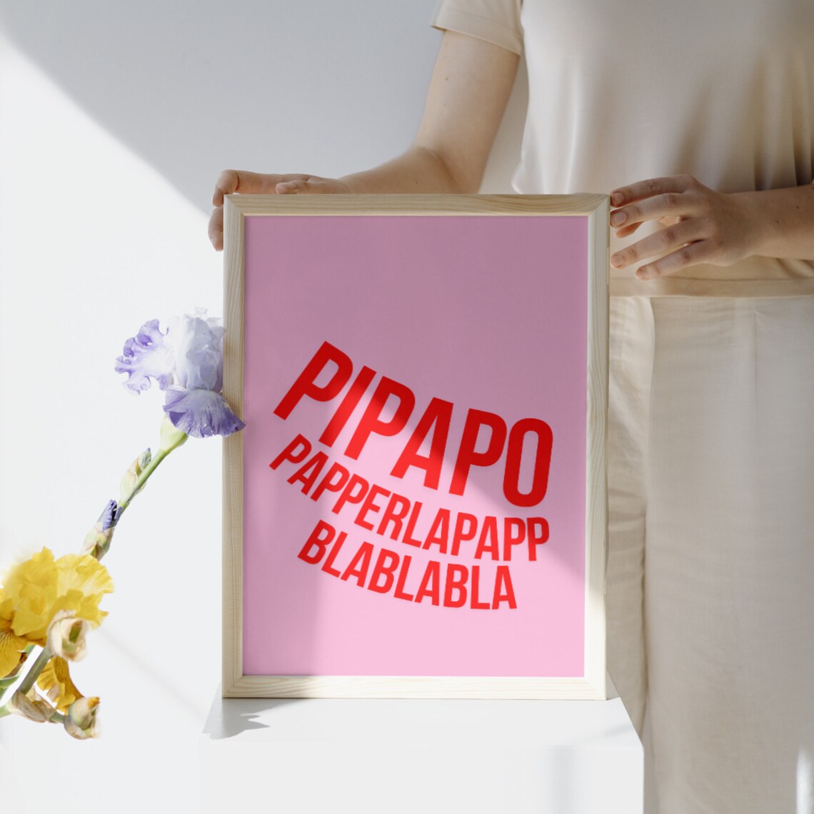 Pipapo Papperlapapp Blabla Funny Poster For Home A4 A5 Print Red Pink Decor Mural File - Image 3