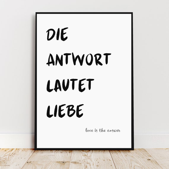 Colored Poster The Answer Is Love Wall Art Positive Message Custom Posters Love Quote Home Decor