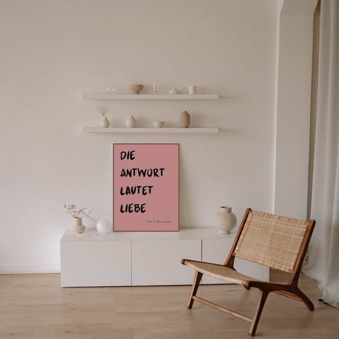 The Answer Is Love Quote Poster Pink Typography Statement Decor - Image 2
