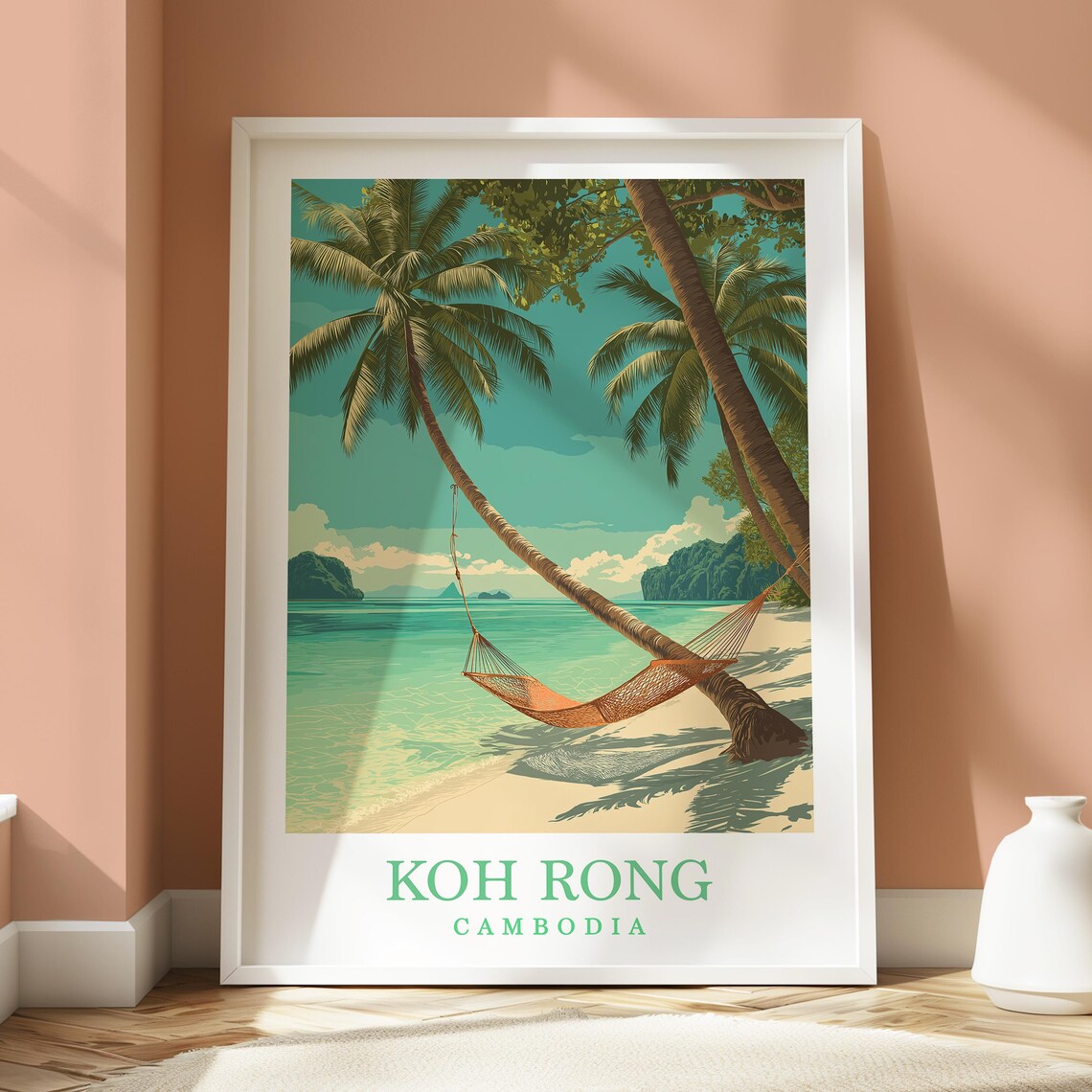 Koh Rong Travel Poster, Cambodia Beach Shot