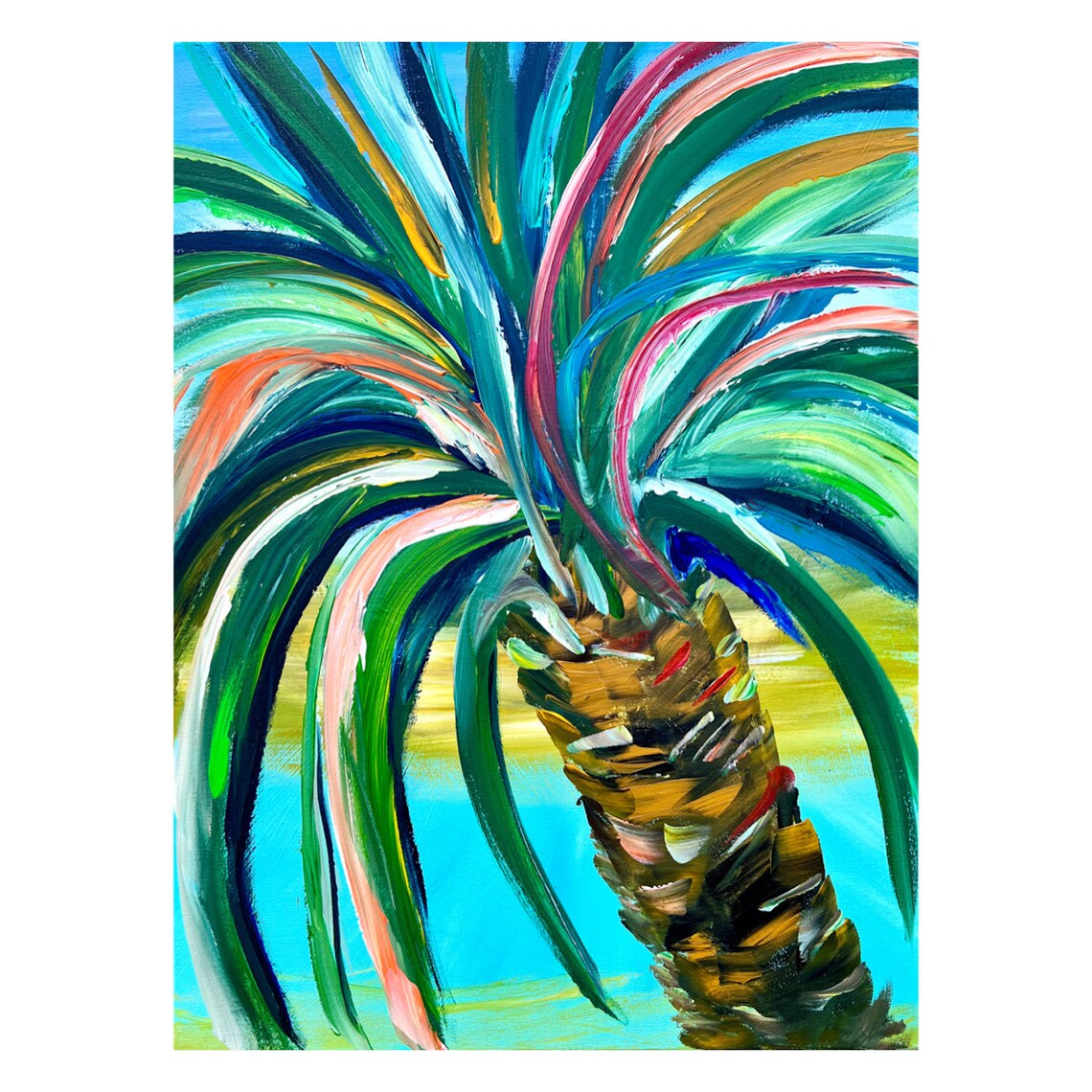 Palm Tree Abstract Art Print, Tropical Florida