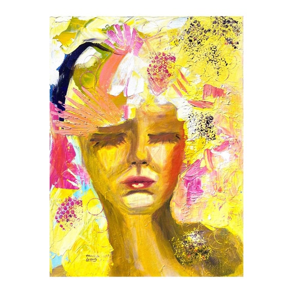 Custom Abstract Portrait Original Painting Handmade Portrait Faceless Oil Painting Large Wall Art Personalized Art Gift Gold Dream