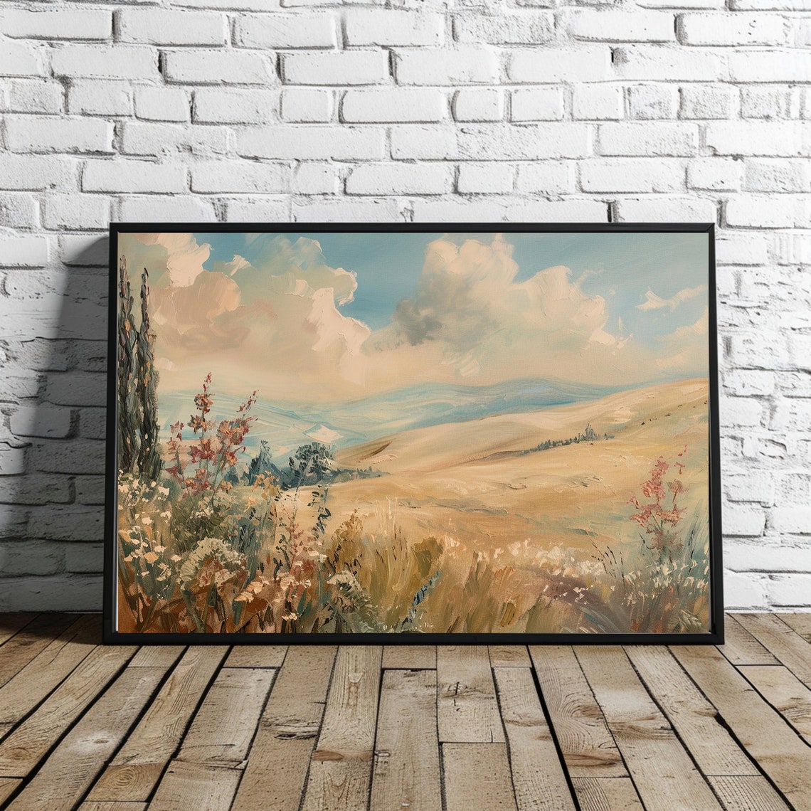 Italian Countryside Cypress Rolling Hills Landscape Painting Poster