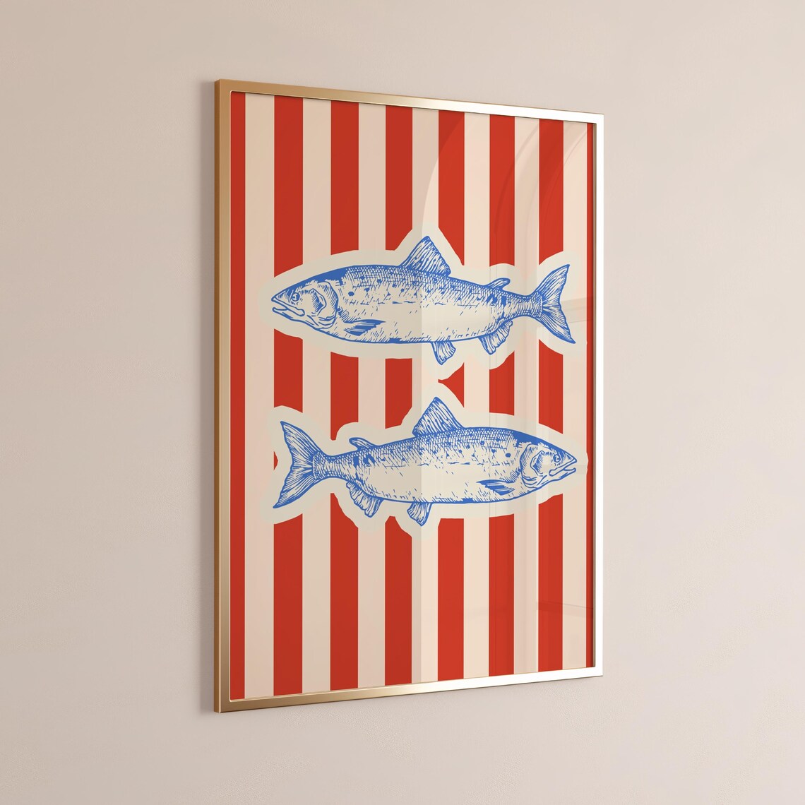 Vintage Fish Illustration Trendy Wall Art Retro Collage Dorm Decor Kitchen Print