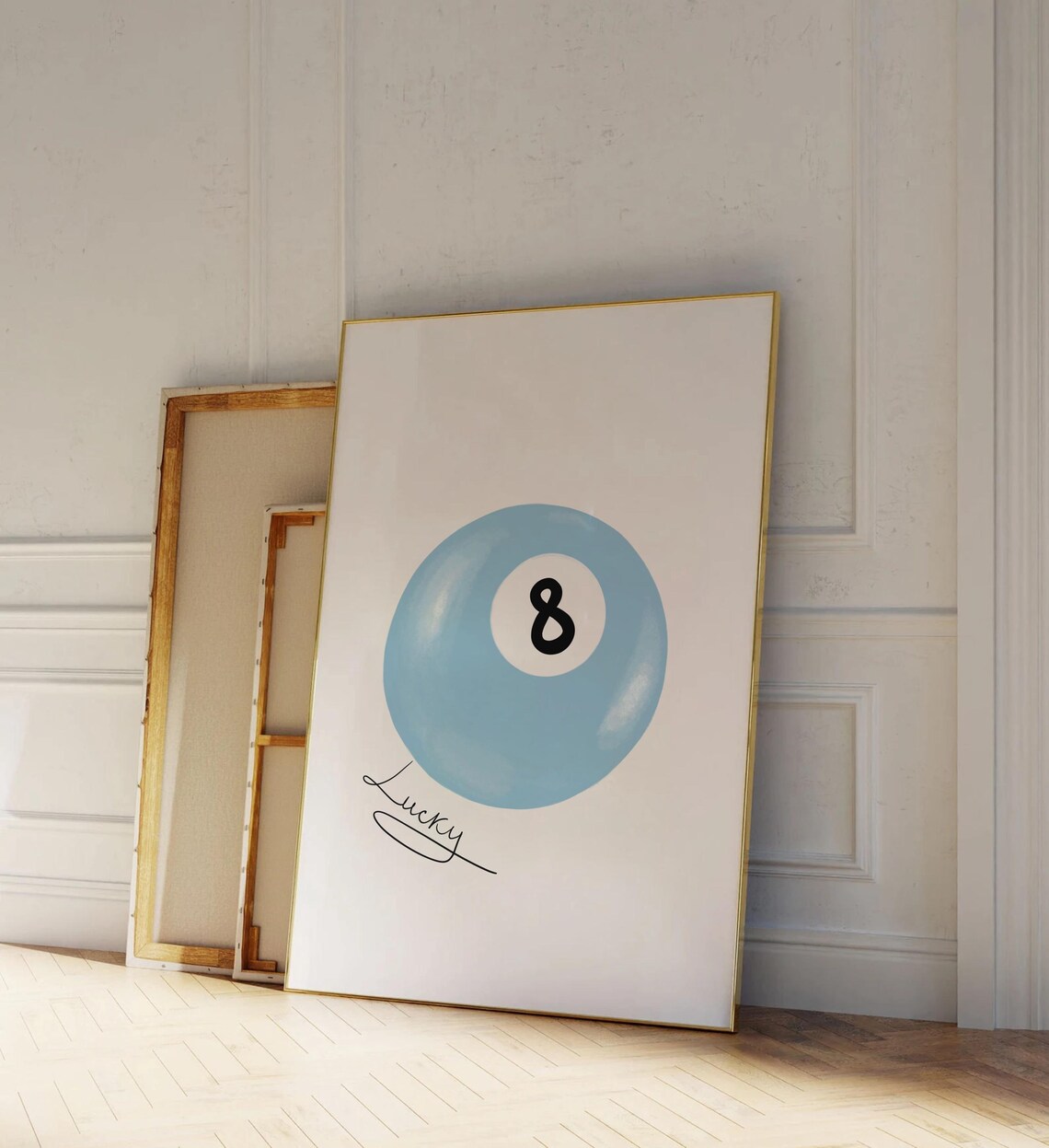 Lucky Blue 8 Ball Minimalist Pool Game Room Trendy Decor Poster - Image 3