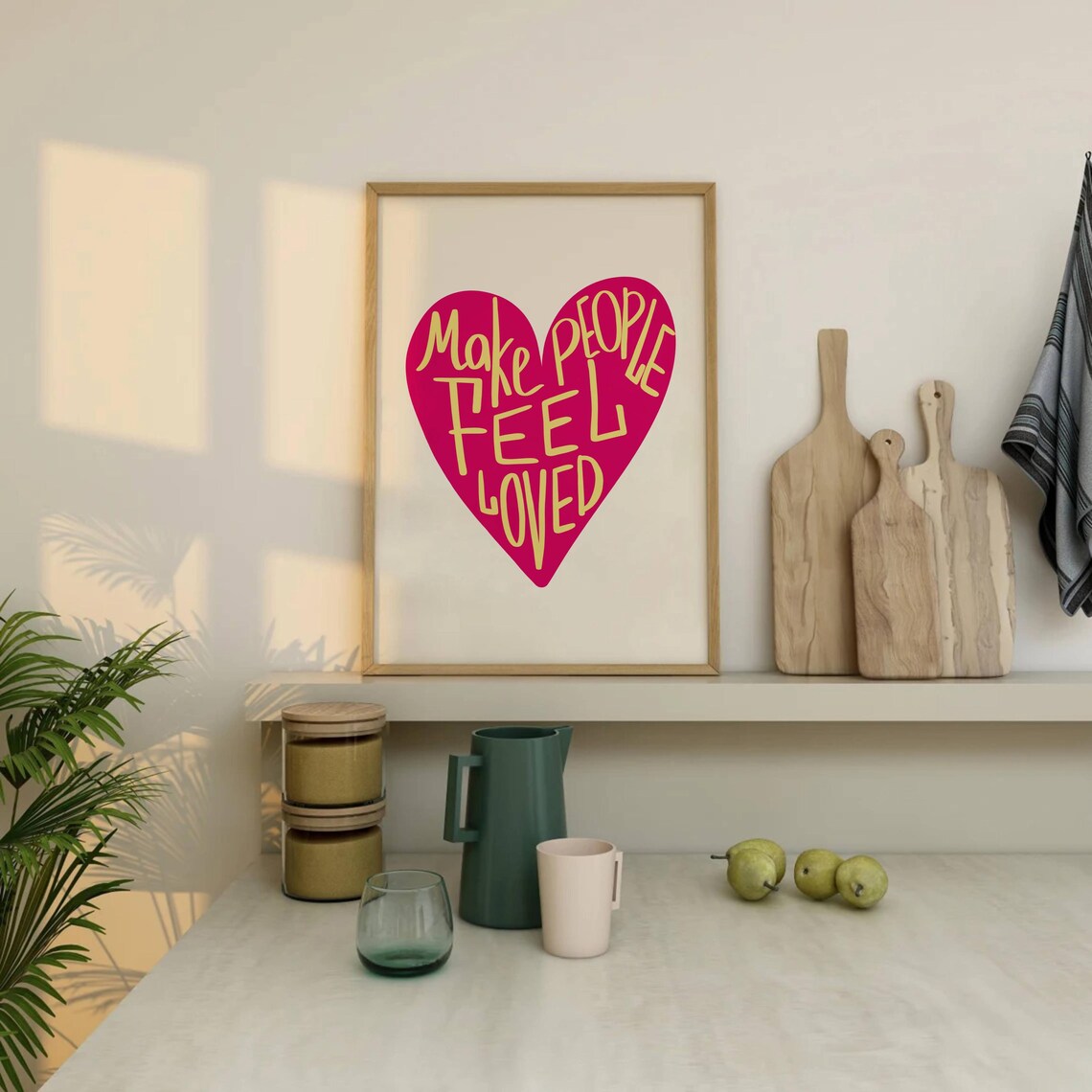Make People Feel Loved Pink Heart Art Print - Image 3