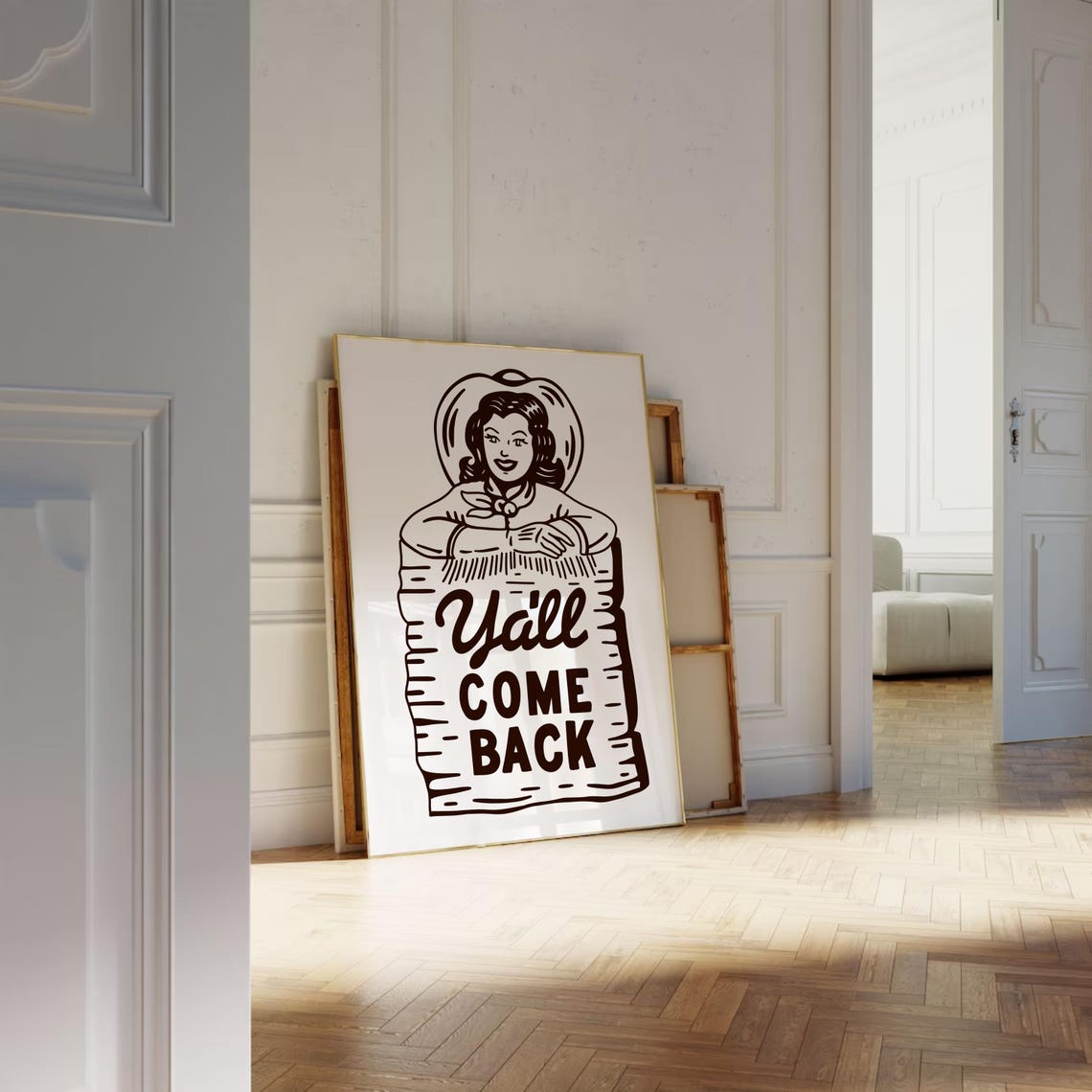 Yall Come Back Vintage Western Cowgirl Kitchen Entryway Sign Poster - Image 3