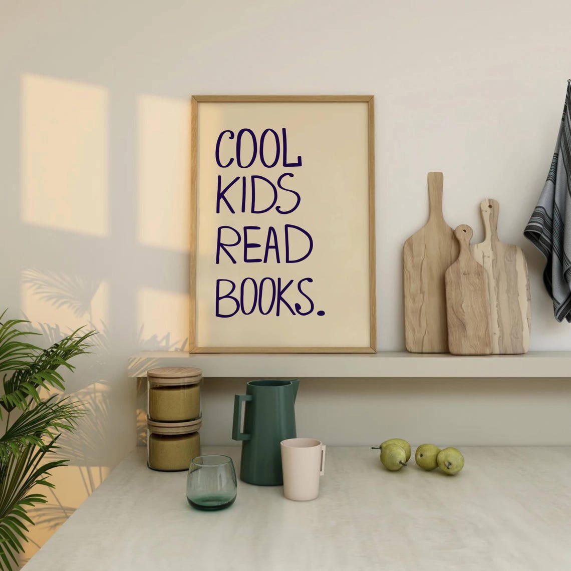 Cool Kids Read Books Navy Blue Kids Reading Quote Classroom Poster - Image 2