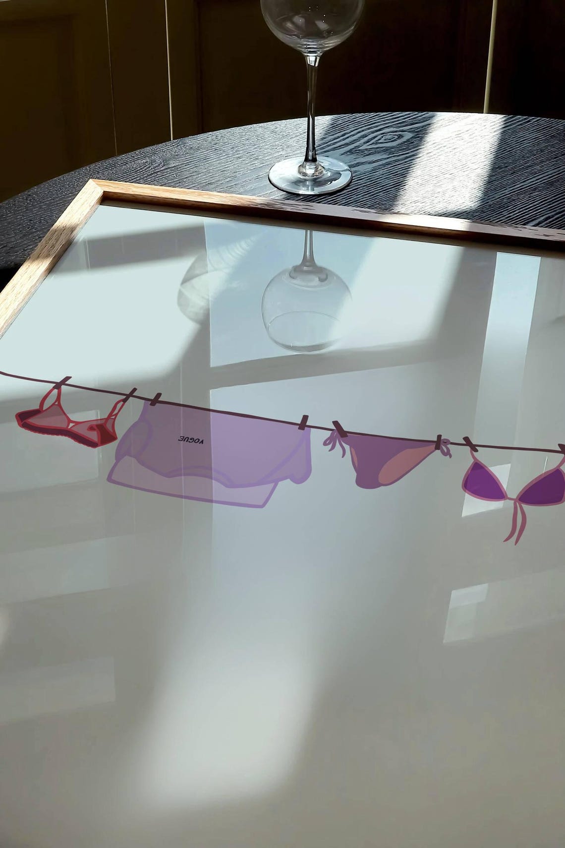 Summer Bikini Clothesline Minimalist Purple Blue Swimwear Poster - Image 3