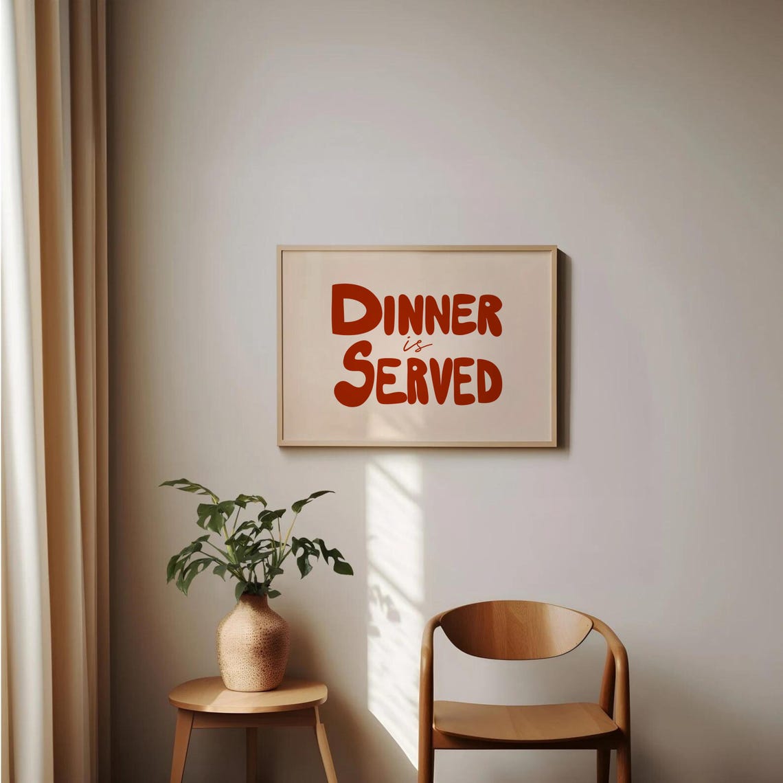 Dinner Is Served Burnt Orange Retro Typography Poster for Kitchens - Image 2