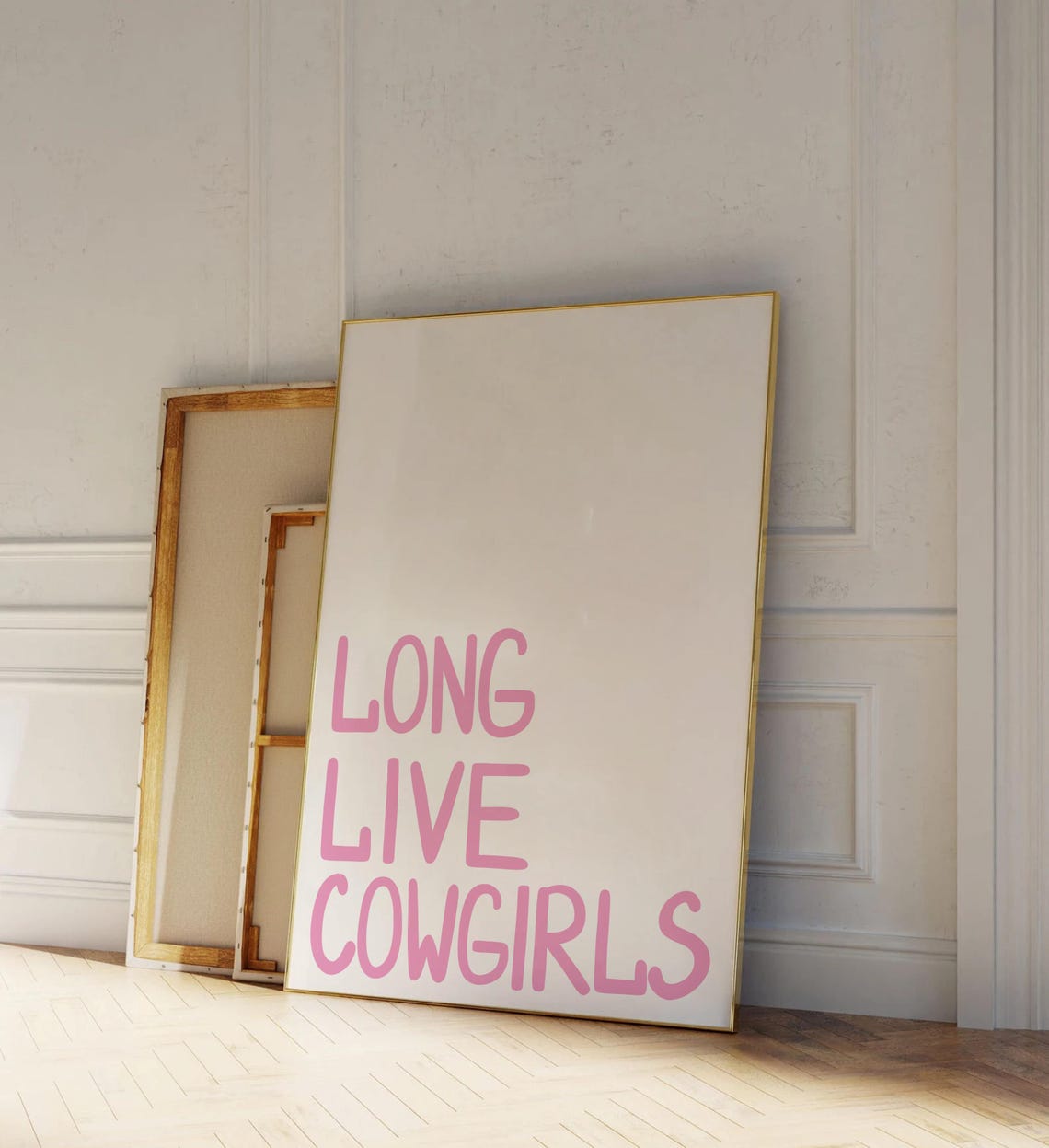 Long Live Cowgirls Pink Hand Lettered Western Typography Poster - Image 2