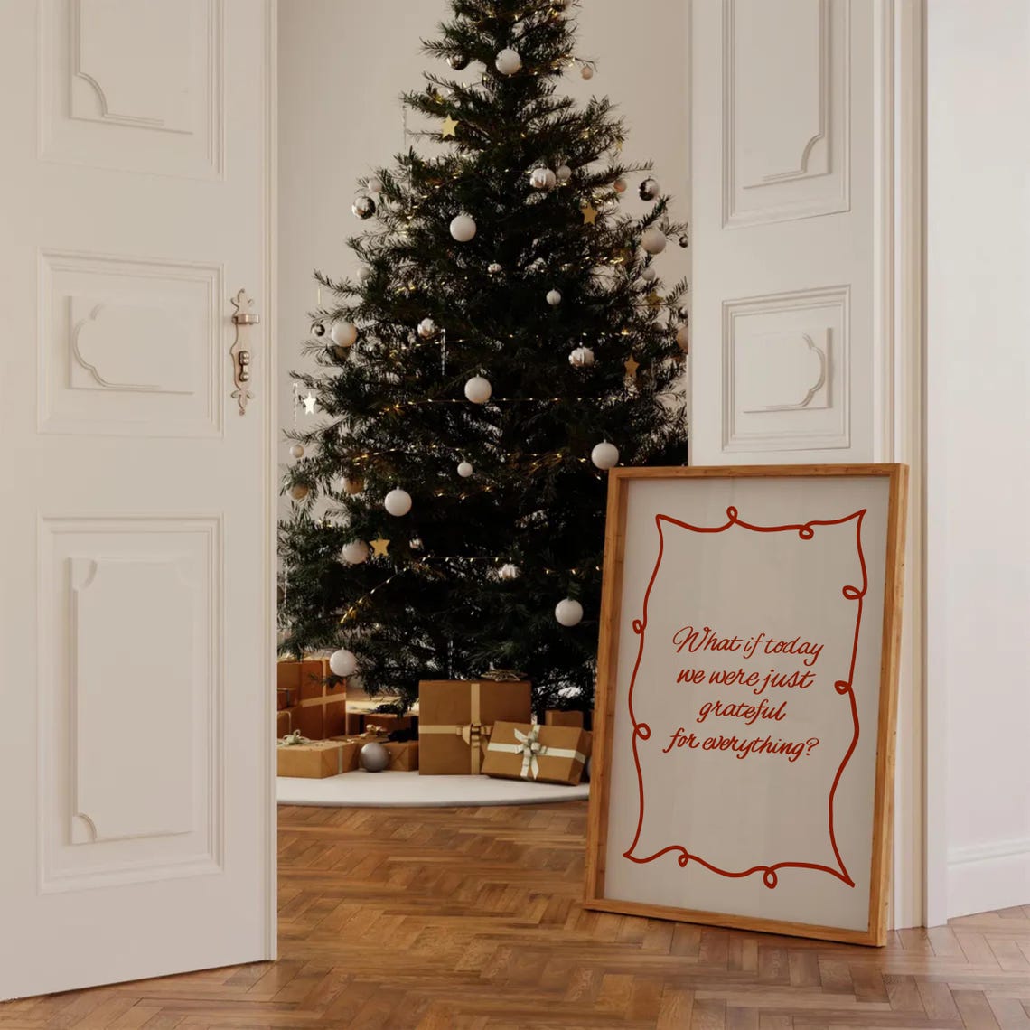 What If Today Grateful For Everything Red Script Ribbon Poster - Image 2