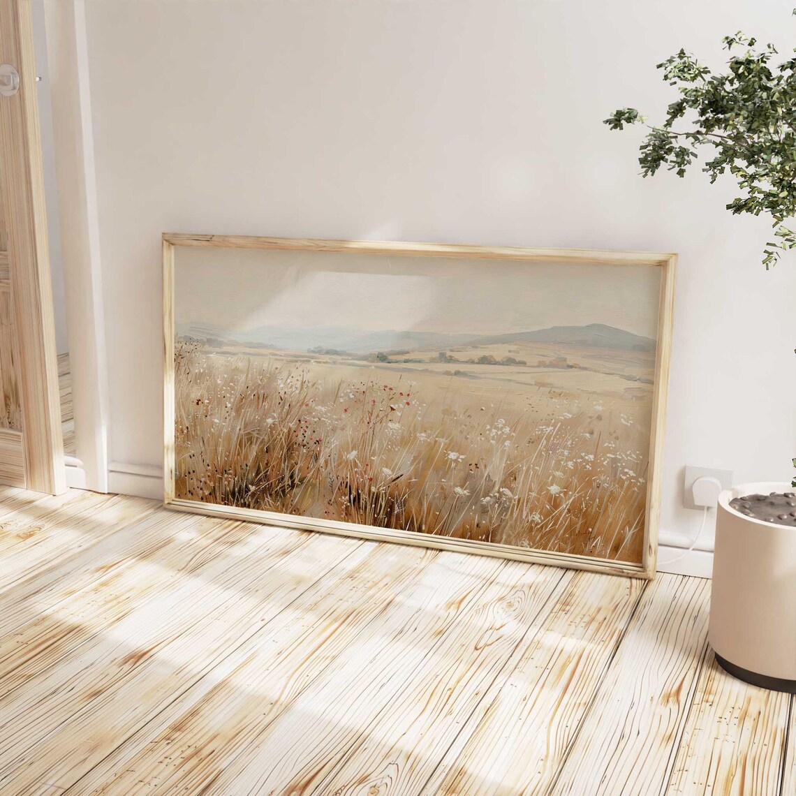 Calm Golden Meadow Field Minimalist Countryside Landscape Poster - Image 3