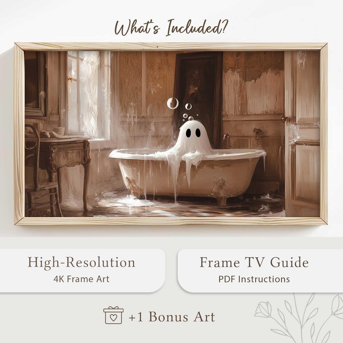 Cute Ghost Soaking in Bubble Bath Vintage Bathroom Funny Poster - Image 5