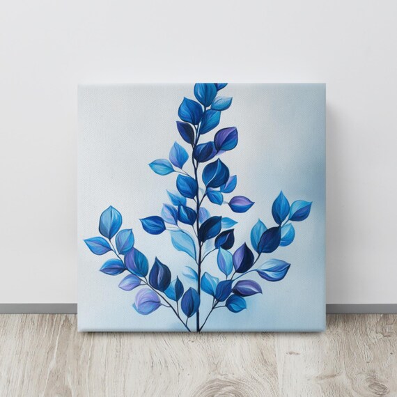 Blue Pellaea Print Blue Wall Art Cliffbrake Plant Painting Print Large Wall Art Blue Home Decor Blue Art Print