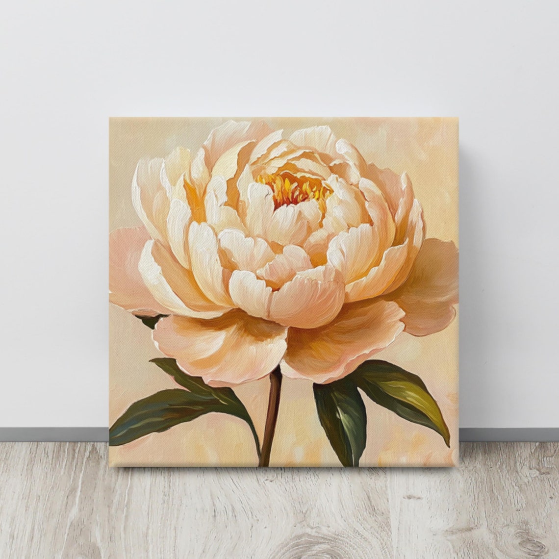 Cream Peony Golden Center Lush Blossom Botanical Floral Art Poster