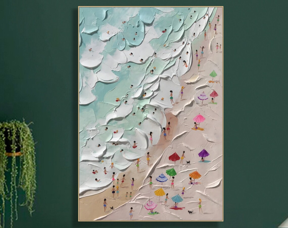 Happy Coast Painting, Summer Coastal Wall Art