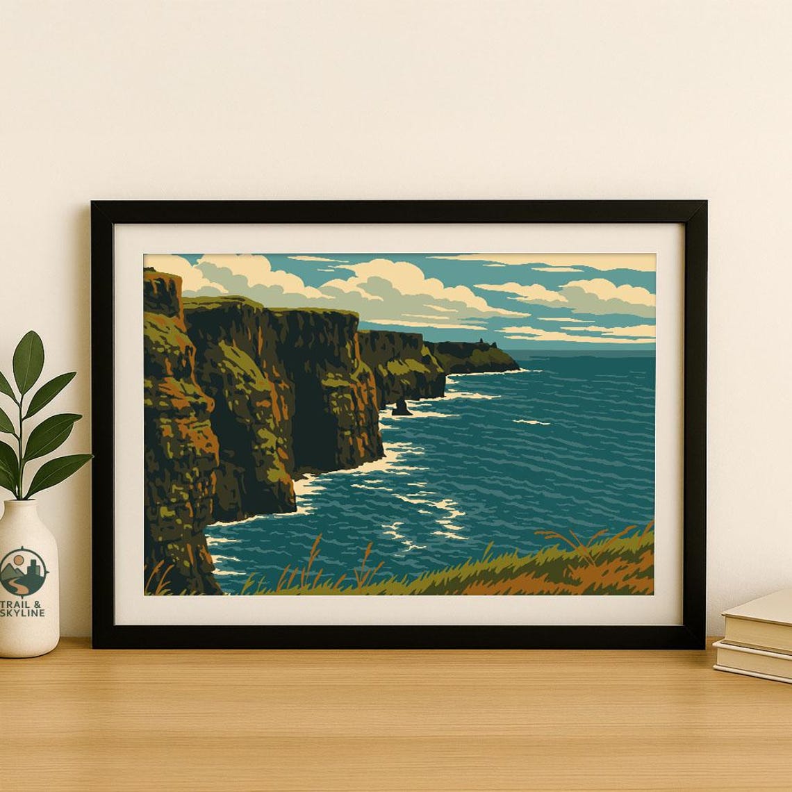 Cliffs of Moher Ireland Atlantic Sea Cliffs Vintage Travel Poster