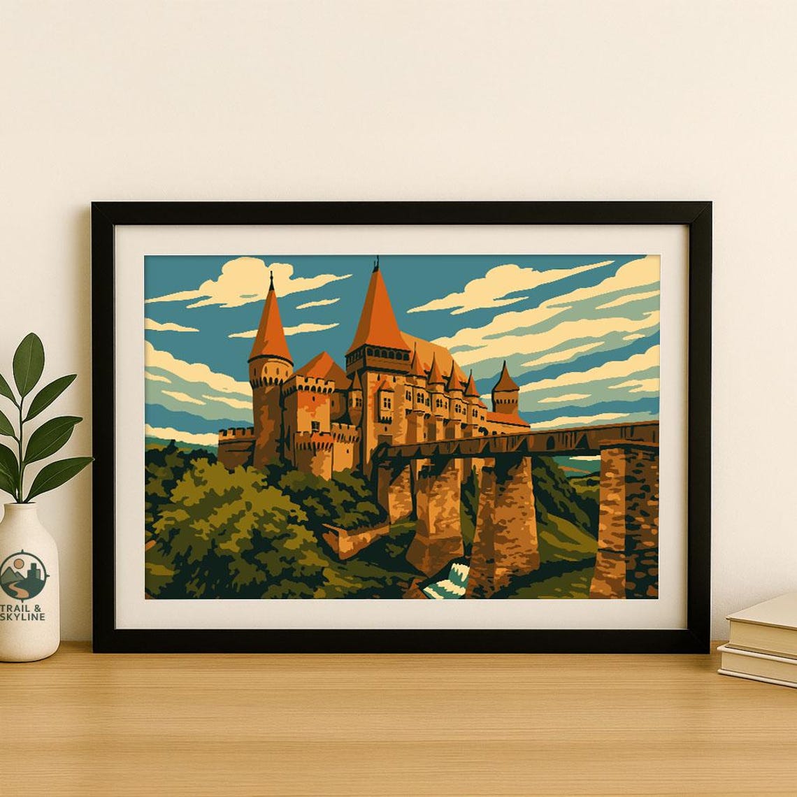 Corvin Castle Travel Poster Vintage Gothic Romania Wall Art