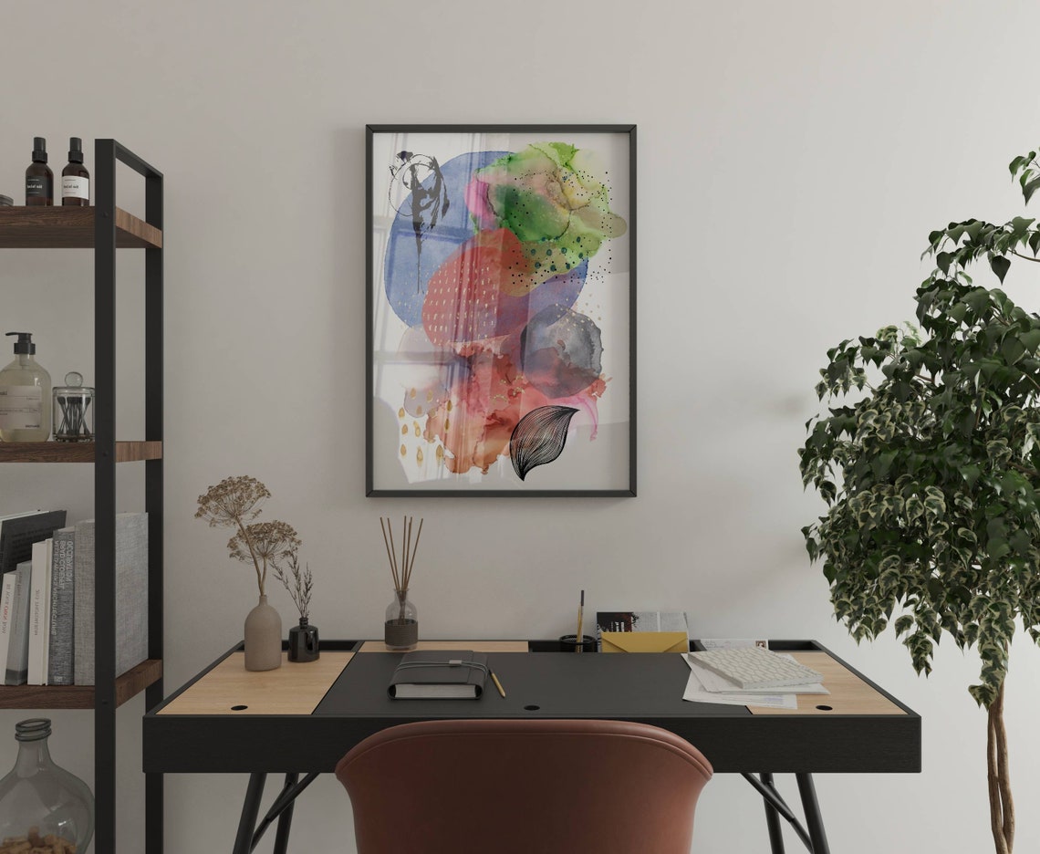 Bold Color Wash Abstract Watercolor Ink Modern Statement Poster - Image 3