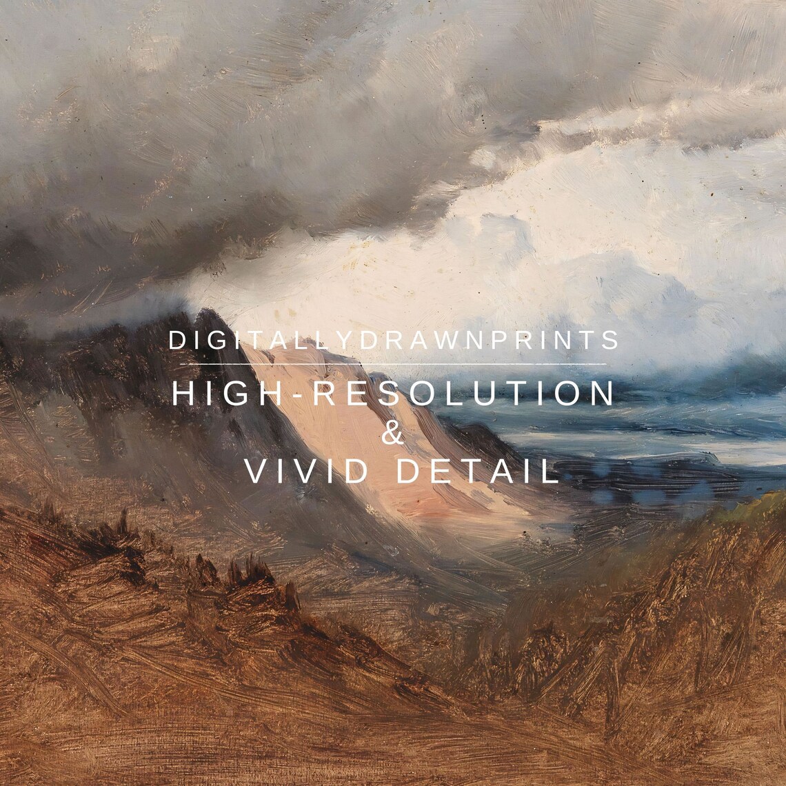 Mountain Landscape Painting Rustic Wall Art Print - Image 2