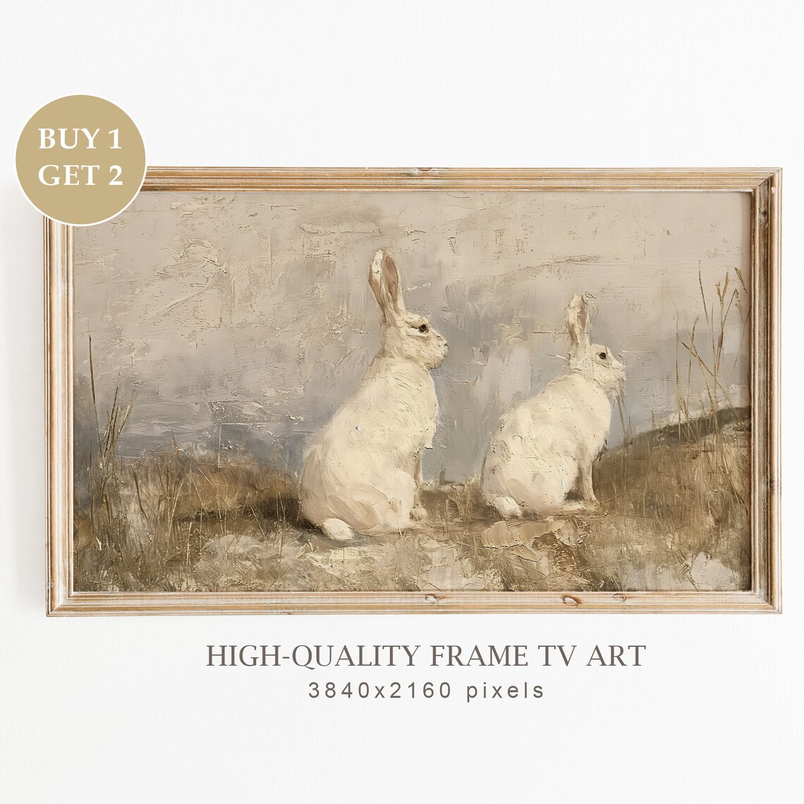 Vintage Easter Bunnies Art Print, Farmhouse Decor