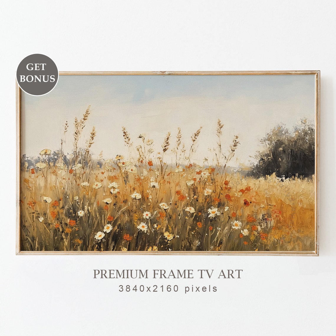 Frame Tv Art Vintage Autumn Painting Vintage Fall Decor Country Landscape Painting Fall Landscape Tv Art Field Of Flowers Tv Art