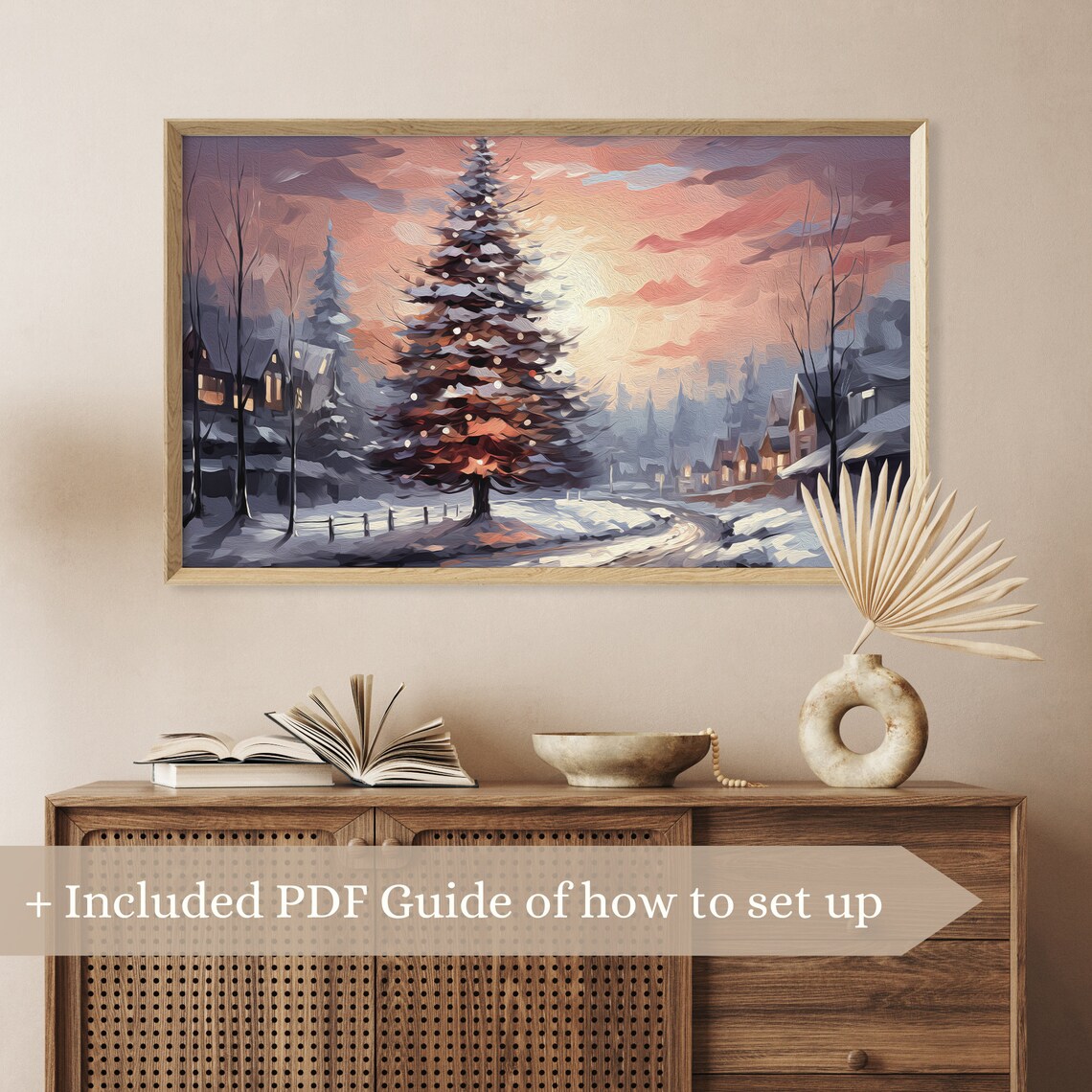 Moody Winter Landscape Art Print, Vintage Christmas Decor - Image 2