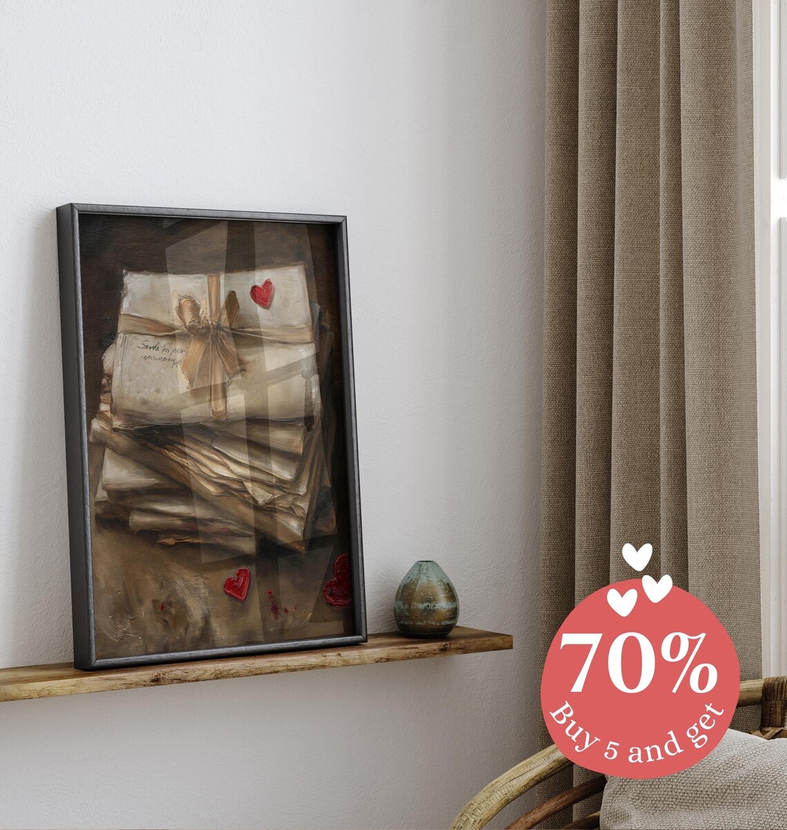 Vintage Love Letters Art Print, Cottagecore Decor - Image 2