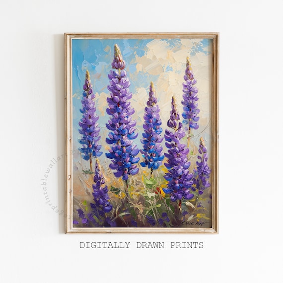 Wildflower Field Landscape Purple Lupine Art Print