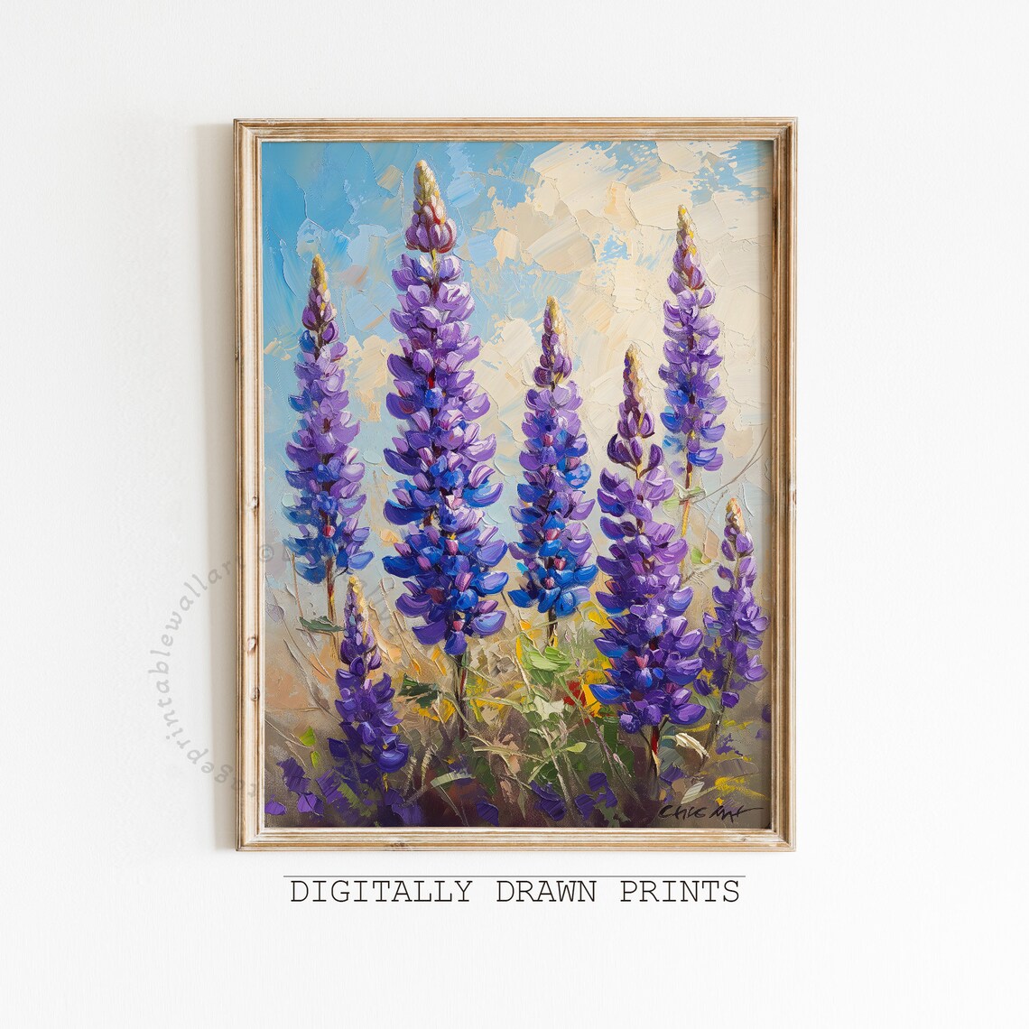 Wildflower Field Landscape Purple Lupine Art Print