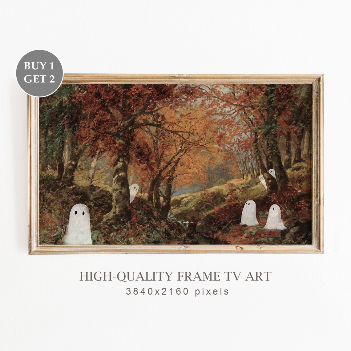 Cute Ghosts Vintage Fall Halloween Poster