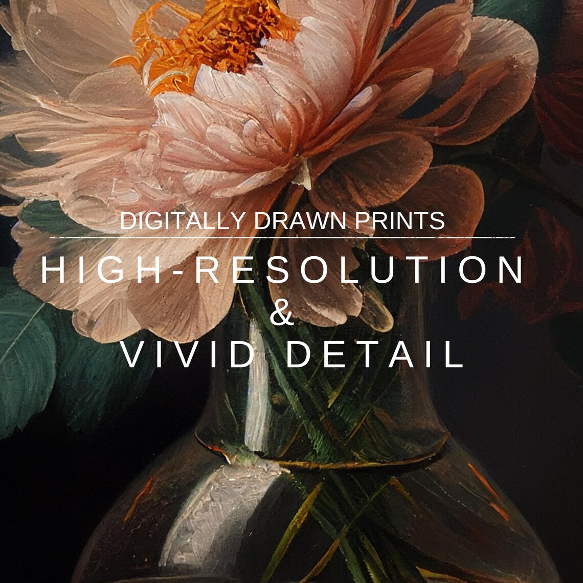 Moody Vintage Dark Floral Print, Dark Academia - Image 3