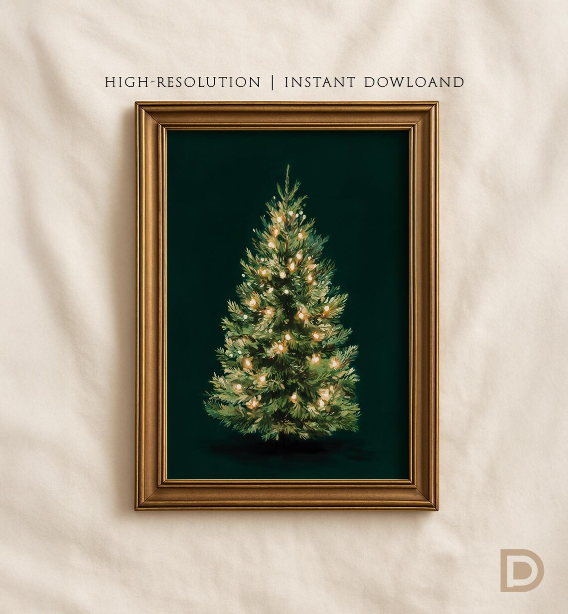 Classic Christmas Tree Vintage Holiday Art Print