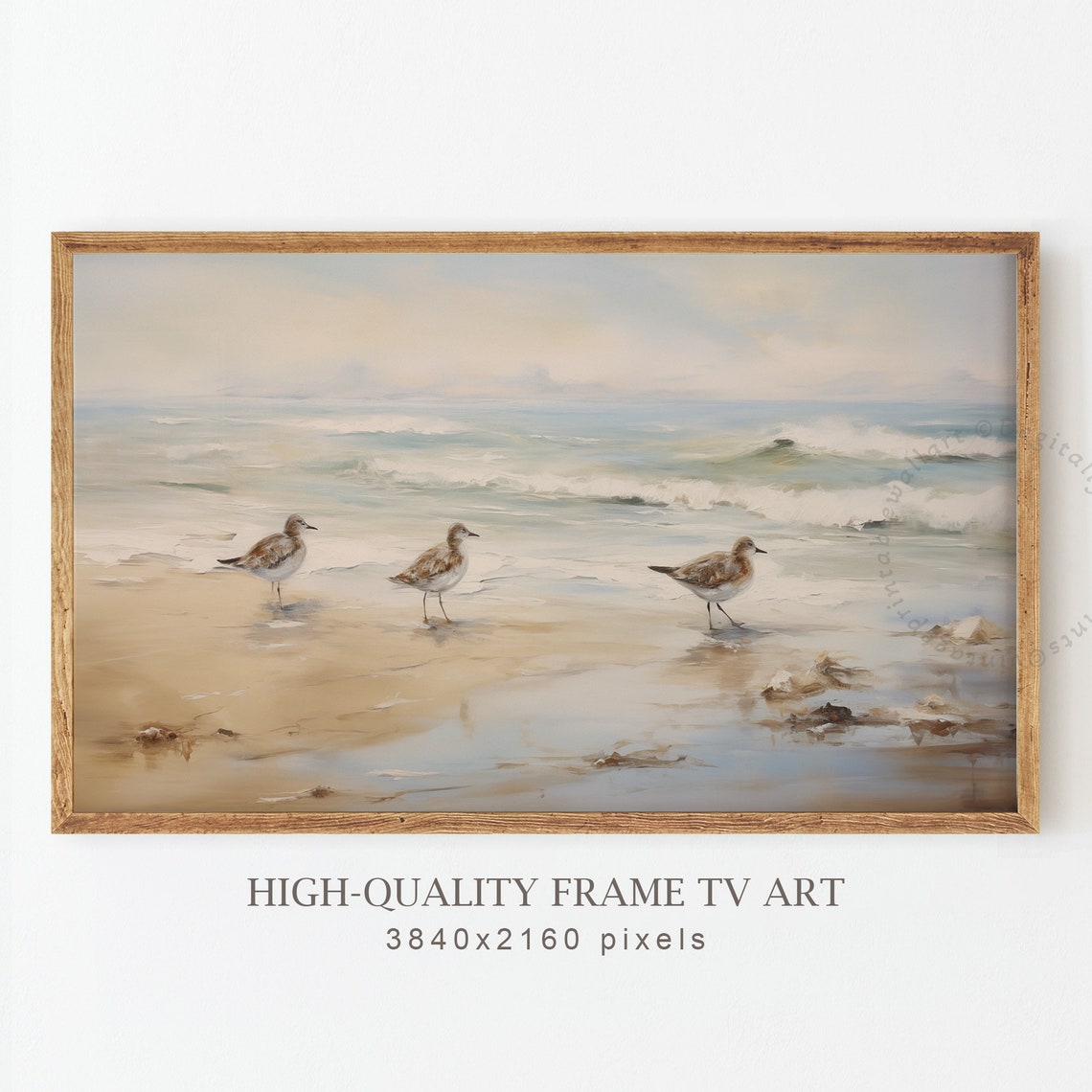 Three Sandpipers Shorebirds Beach Ocean Waves Coastal Bird Poster - Image 4