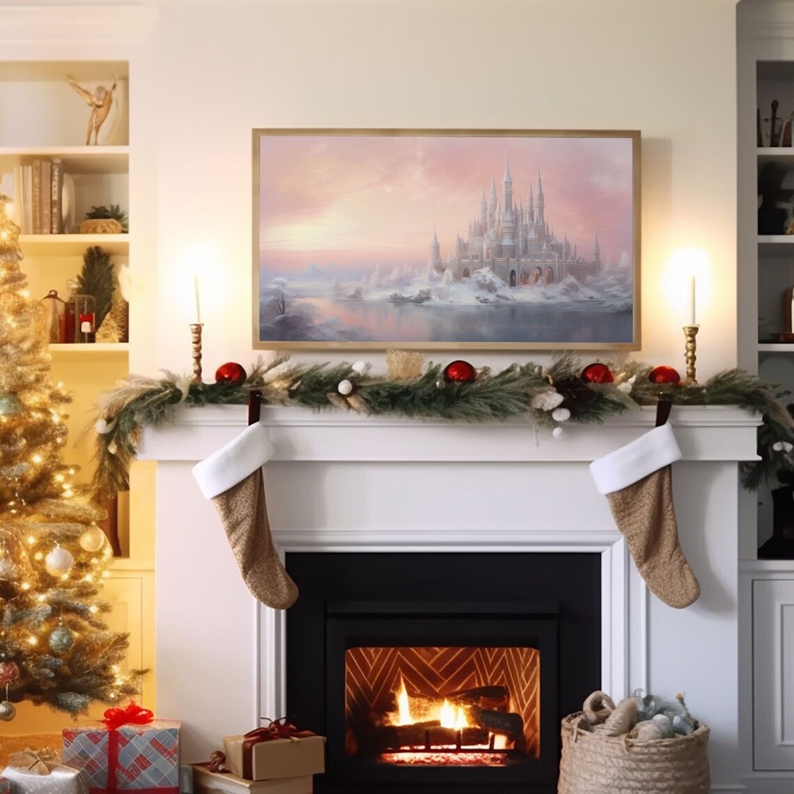Scandinavian Christmas Ice Castle Art Print - Image 2