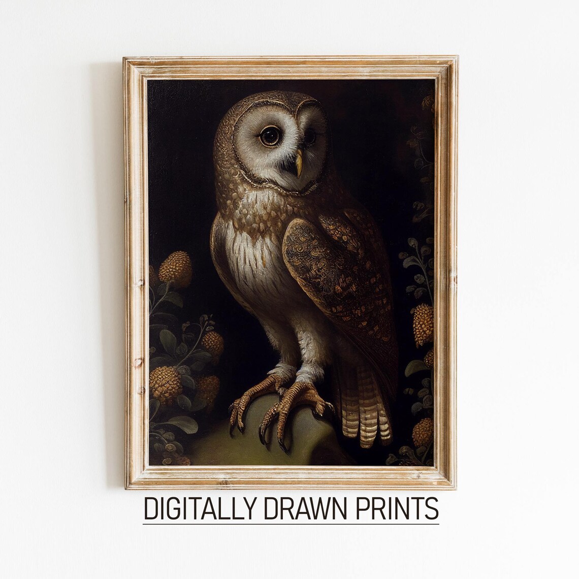 Dark Academia Owl Print, Gothic Vintage Wall Art