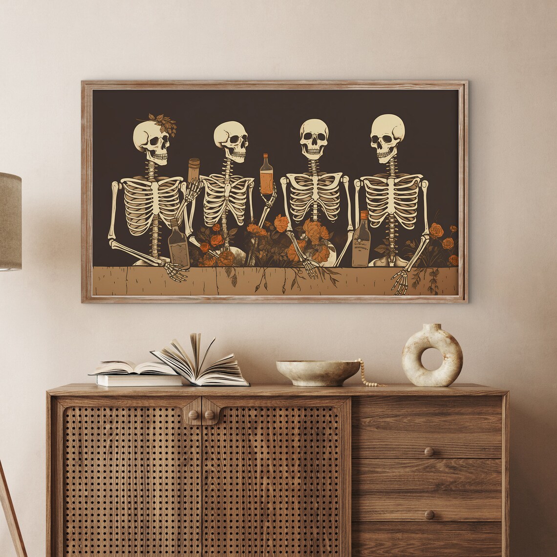 Funny Skeletons Halloween Modern Bar Art Print - Image 3