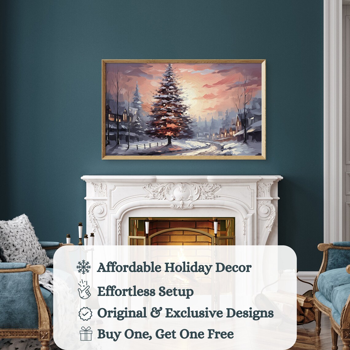 Moody Winter Landscape Art Print, Vintage Christmas Decor - Image 3