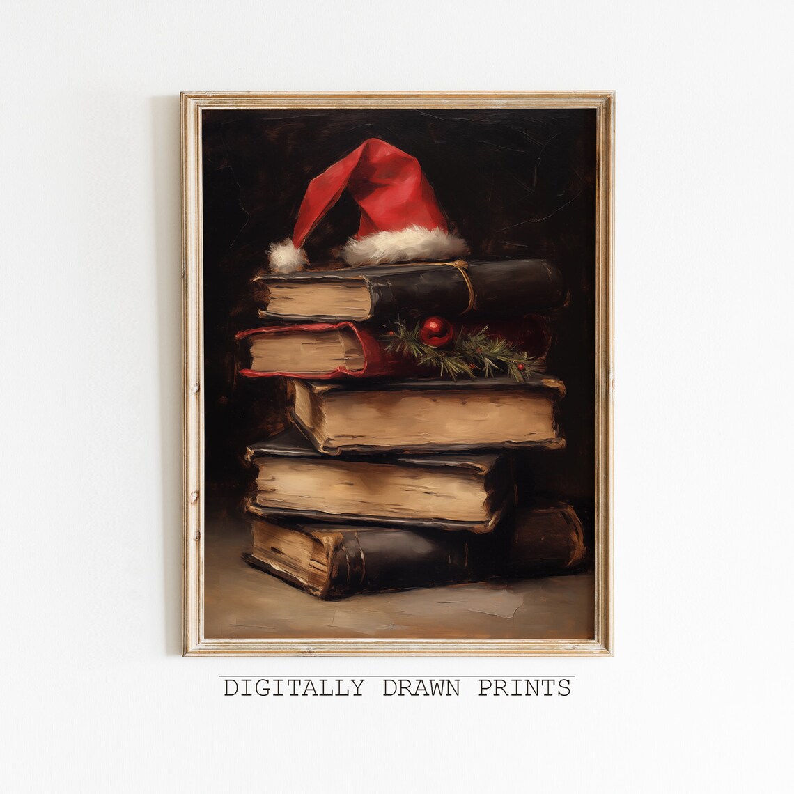 Rustic Christmas Still Life, Vintage Holiday Art Print