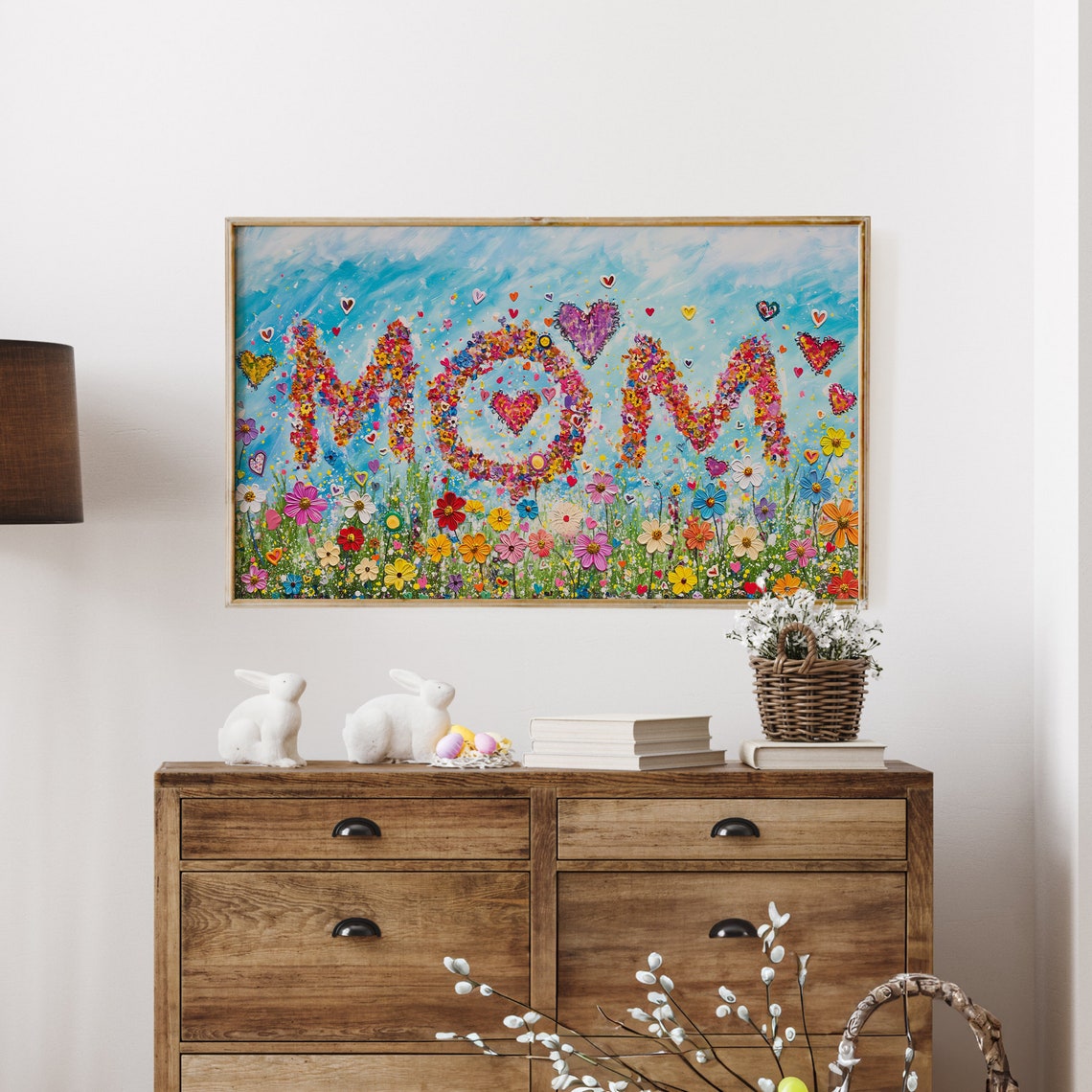 Colorful Mothers Day Frame Tv Art Instant Textured Floral Mothers Day Painting Mom Wildflowers Landscape Field Art For Tv - Image 3