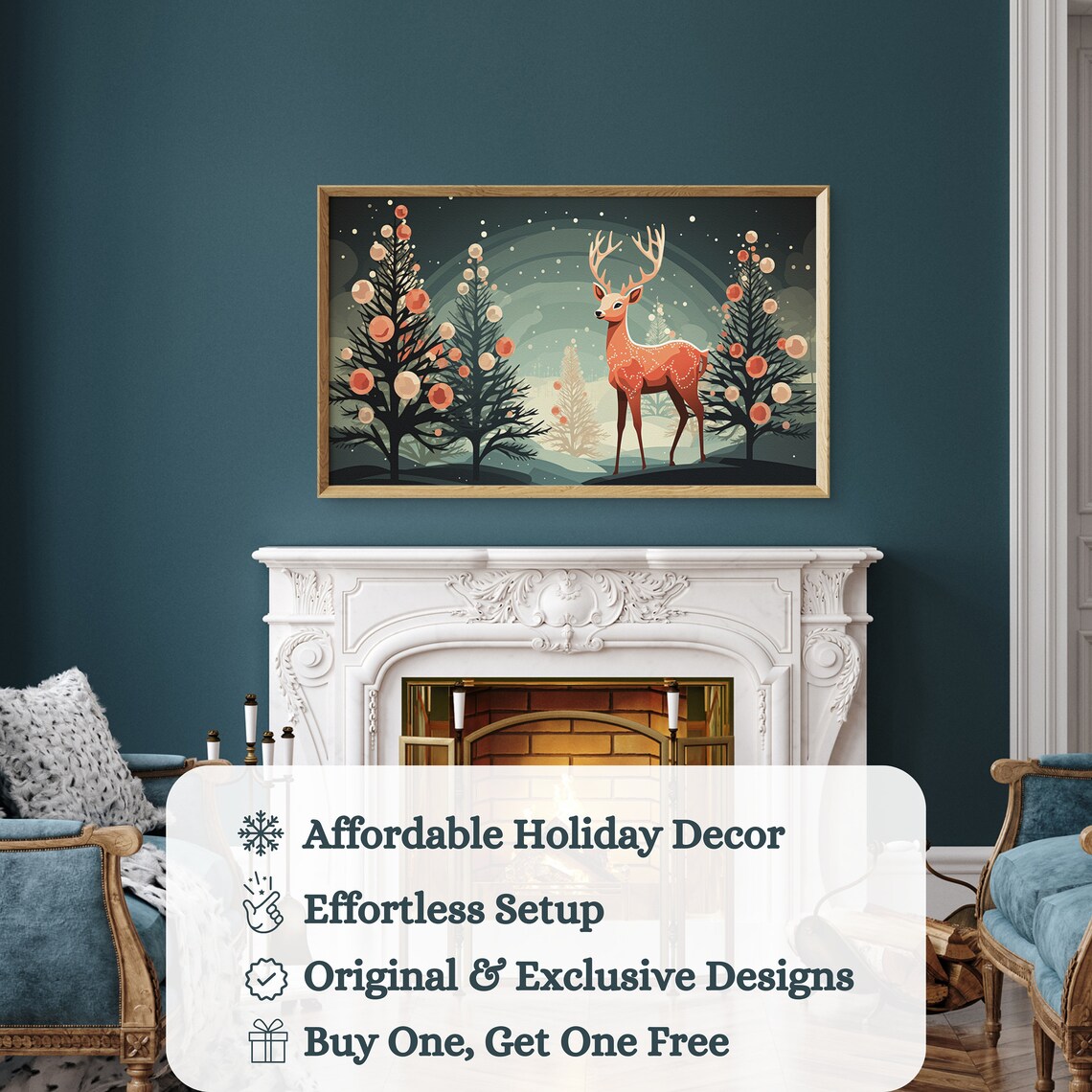 Christmas Landscape TV Frame Art, Winter Decor - Image 3