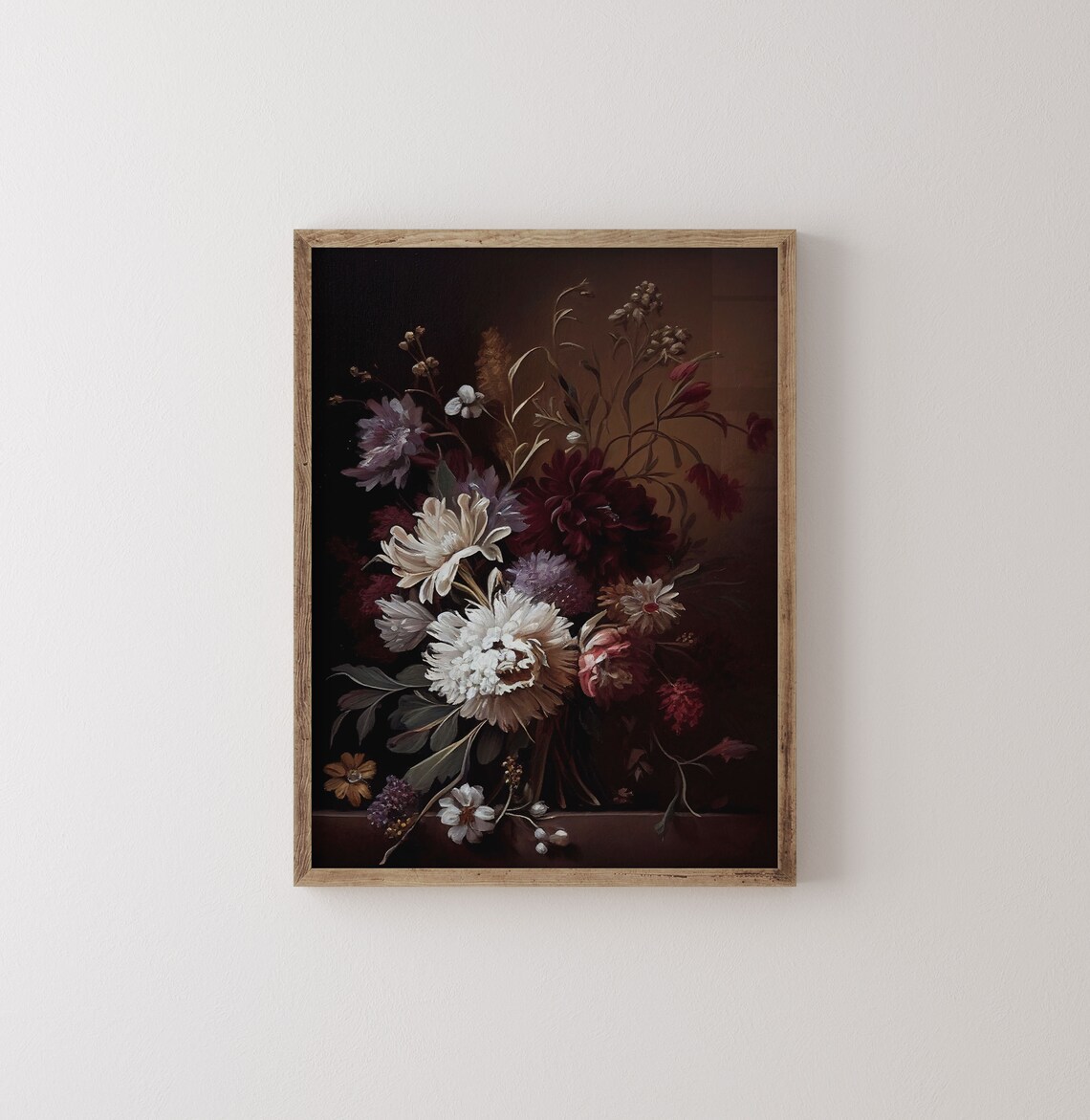 Moody Floral Art Print, Vintage Roses Study - Image 2