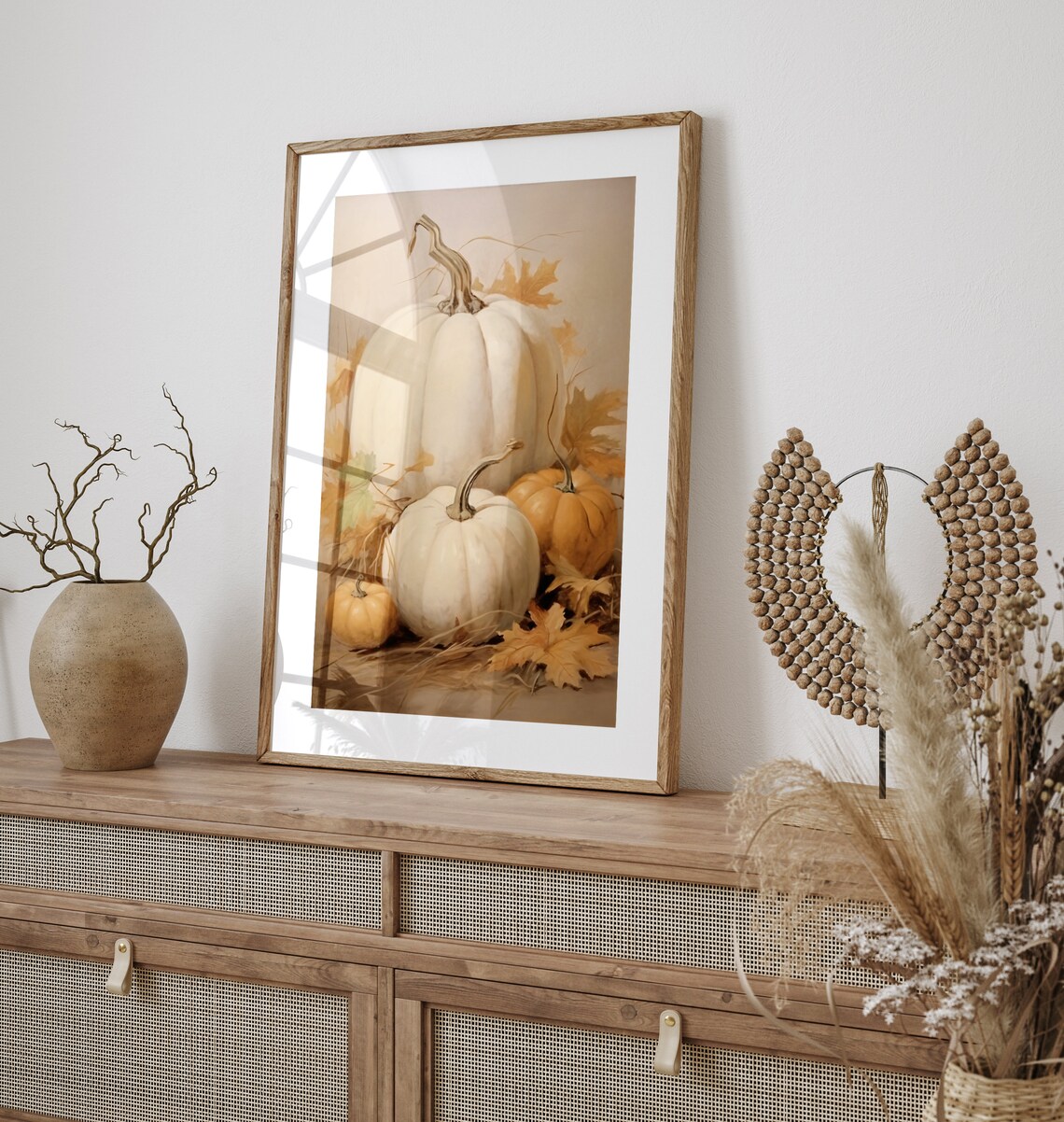 Pumpkin Still Life Painting, Vintage Autumn Wall Print - Image 3